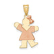 14K Two-Tone Small Girl w/ Bow on Right Engravable Charm