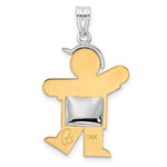 14K Two-Tone Puffed Boy w/Hat on Left Engravable Charm view