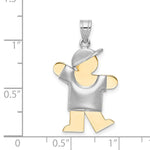 14K Two-Tone Puffed Boy w/Hat on Left Engravable Charm view