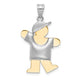 14K Two-Tone Puffed Boy w/Hat on Left Engravable Charm