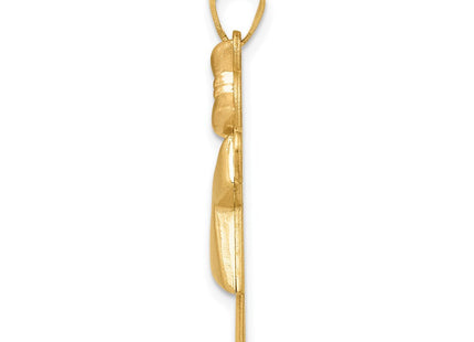 14k Two-Tone Puffed Girl with Bow on Right Engravable Charm (Style XK233)