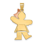 14K Two-Tone Puffed Girl with Bow on Right Engravable Charm, 30 x 18mm view