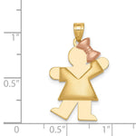 14K Two-Tone Puffed Girl with Bow on Right Engravable Charm, 30 x 18mm view