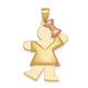 14K Two-Tone Puffed Girl with Bow on Right Engravable Charm, 30 x 18mm