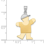 14K Two-Tone Large Boy w/Hat on Left Engravable Charm view