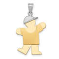 14K Two-Tone Large Boy w/Hat on Left Engravable Charm