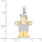 14K Two-Tone Large Boy w/Hat on Right Engravable Charm view