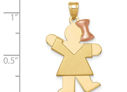 14k Two-Tone Large Girl w/Bow on Right Engravable Charm (Style XK242)
