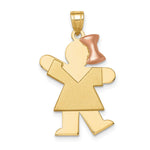 14K Two-Tone Large Girl w/Bow on Right Engravable Charm, 30 x 20mm view