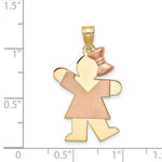 14K Two-Tone Large Girl w/Bow on Right Engravable Charm, 30 x 18mm view
