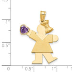 14K Girl with CZ February Birthstone Charm view