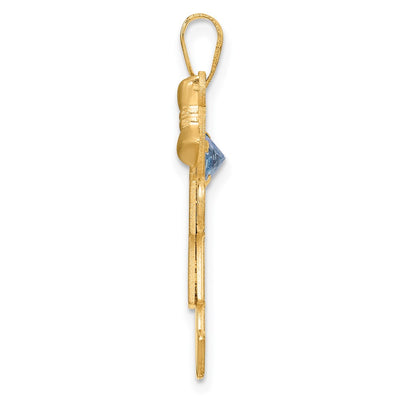 14K Girl with CZ March Birthstone Charm
