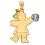 14K Girl with CZ March Birthstone Charm view