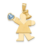 14K Girl with CZ March Birthstone Charm view