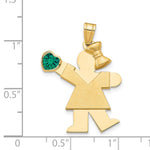 14K Girl with CZ May Birthstone Charm view