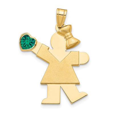 14K Girl with CZ May Birthstone Charm