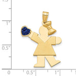 14K Girl with CZ September Birthstone Charm view