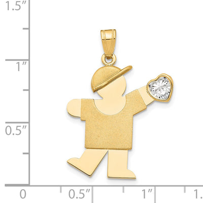 14K Boy with CZ April Birthstone Charm