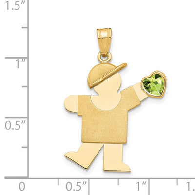 14K Boy with CZ August Birthstone Charm