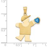 14K Boy with CZ December Birthstone Charm view