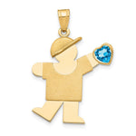 14K Boy with CZ December Birthstone Charm view