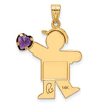 14K Boy with CZ February Birthstone Charm view