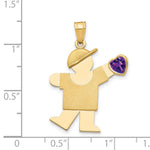 14K Boy with CZ February Birthstone Charm view