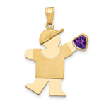 14K Boy with CZ February Birthstone Charm view