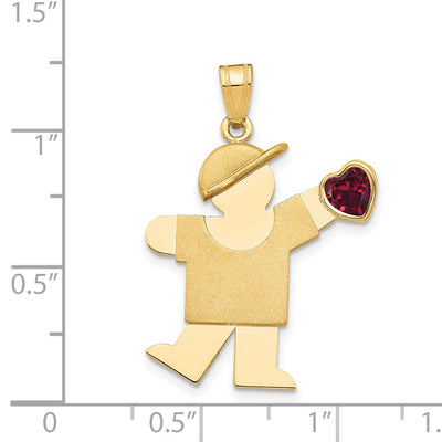 14K Boy with CZ January Birthstone Charm