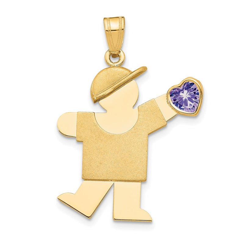 14K gold cubic zirconia birthstone charm
