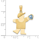 14K Boy with CZ March Birthstone Charm view