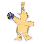 14K Boy with CZ September Birthstone Charm view