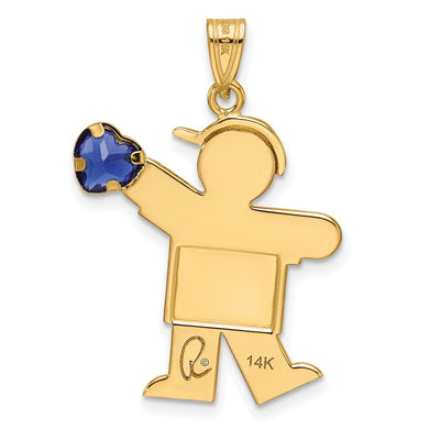 14K Boy with CZ September Birthstone Charm