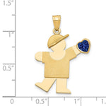 14K Boy with CZ September Birthstone Charm view