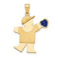 14K Boy with CZ September Birthstone Charm