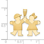14K Solid Boy Facing Right and Girl Facing Left Engravable Charm view