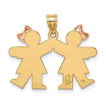 14K Two-Tone Small Double Girls Engravable Charm, 25 x 25mm view