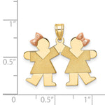 14K Two-Tone Small Double Girls Engravable Charm, 25 x 25mm view