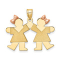 14K Two-Tone Small Double Girls Engravable Charm, 25 x 25mm