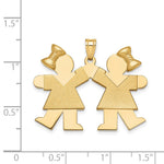 14K Solid Engravable Large Double Girls with Bows Charm view