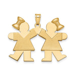 14K Solid Engravable Large Double Girls with Bows Charm view