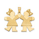 14K Solid Engravable Large Double Girls with Bows Charm