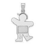 14K White Gold Medium Boy w/Hat on Left Engravable Charm view