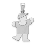 14K White Gold Medium Boy w/Hat on Left Engravable Charm view