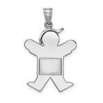 14K White Gold Medium Boy w/Hat on Right Engravable Charm, 30 x 18mm view