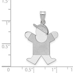 14K White Gold Medium Boy w/Hat on Right Engravable Charm, 30 x 18mm view