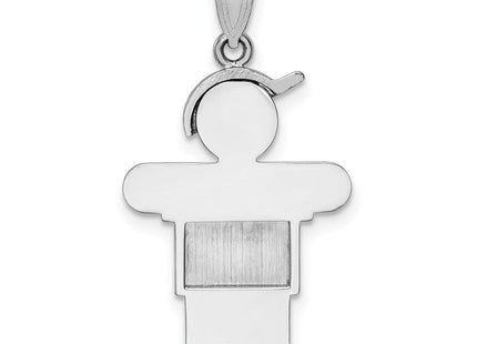 14k White Gold Medium Boy w/Hat on Right Engravable Charm (Style XK318)