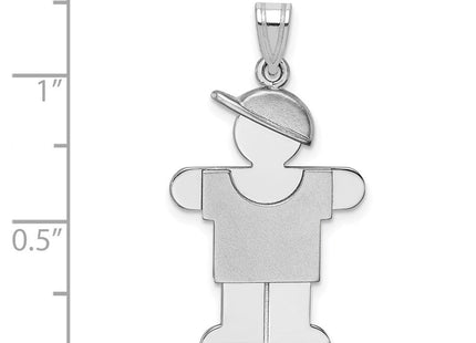 14k White Gold Medium Boy w/Hat on Right Engravable Charm (Style XK318)