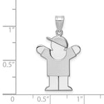 14K White Gold Medium Boy w/Hat on Right Engravable Charm, 30 x 20mm view