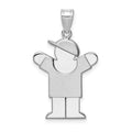 14K White Gold Medium Boy w/Hat on Right Engravable Charm, 30 x 20mm